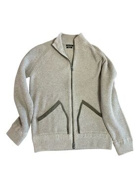 Massimo Dutti Wool & Cashmere Blend Zip-Up Cardigan - Beige - Size XL